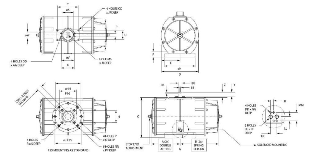 Pneumatic Actuator Double Acting Type 1 WM400 | Nor-Am Management LLC